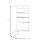 Cassettiera 4 cassetti in rovere con dettagli effetto Rattan 50.4x41.4x109H Livia