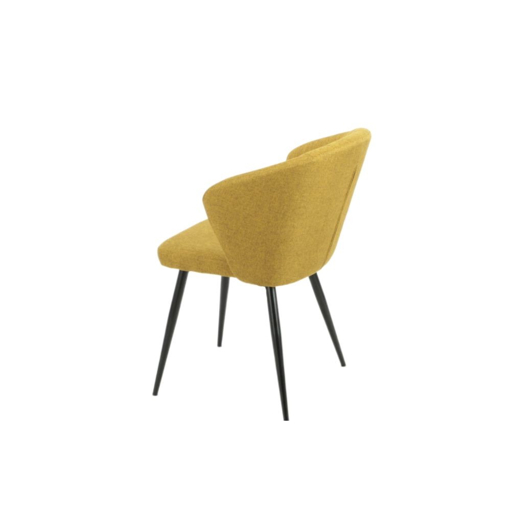 Lot de 2 chaises en tissu jaune et pieds en métal noir - Krid