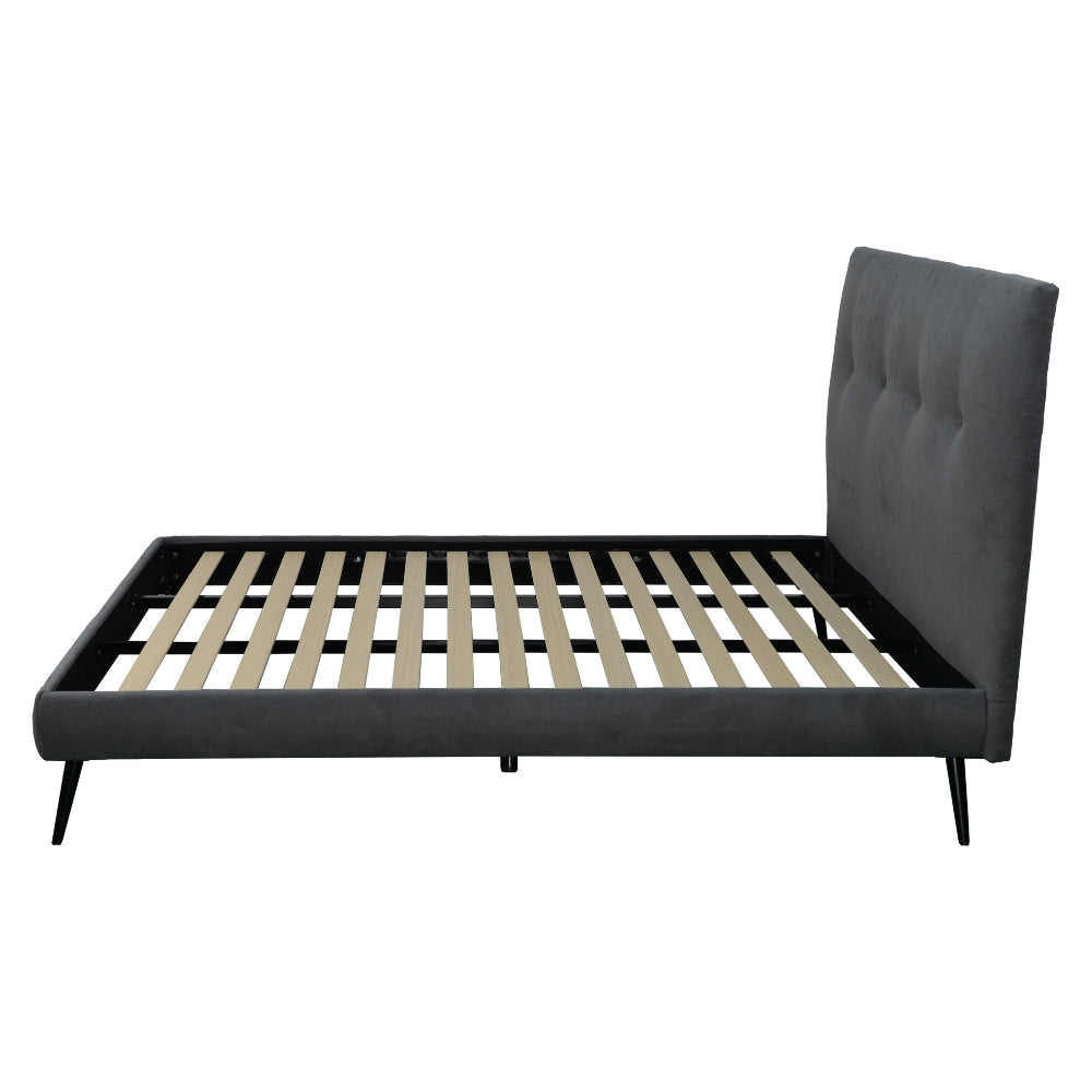 Lit simple avec sommier inclus tissu ash couleur gris - Stiletto