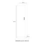 Schrank mit 1 Tür und Einlegeboden in Antiknussbaumfarbe 45x60x180H cm
