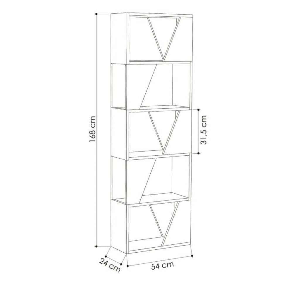 Libreria 54x168h cm in legno con 5 ripiani colore bianco - Frame