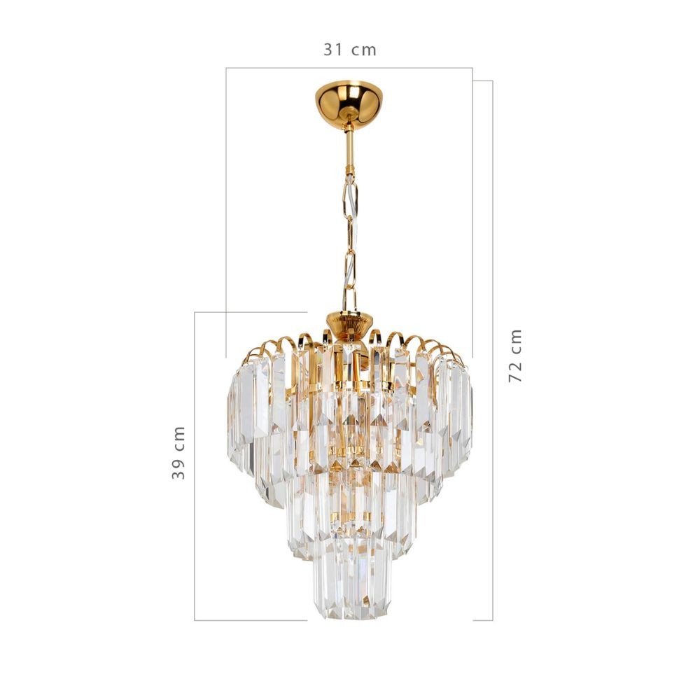 Plafonnier à 3 lumières Miranda MDL3831 verre et or