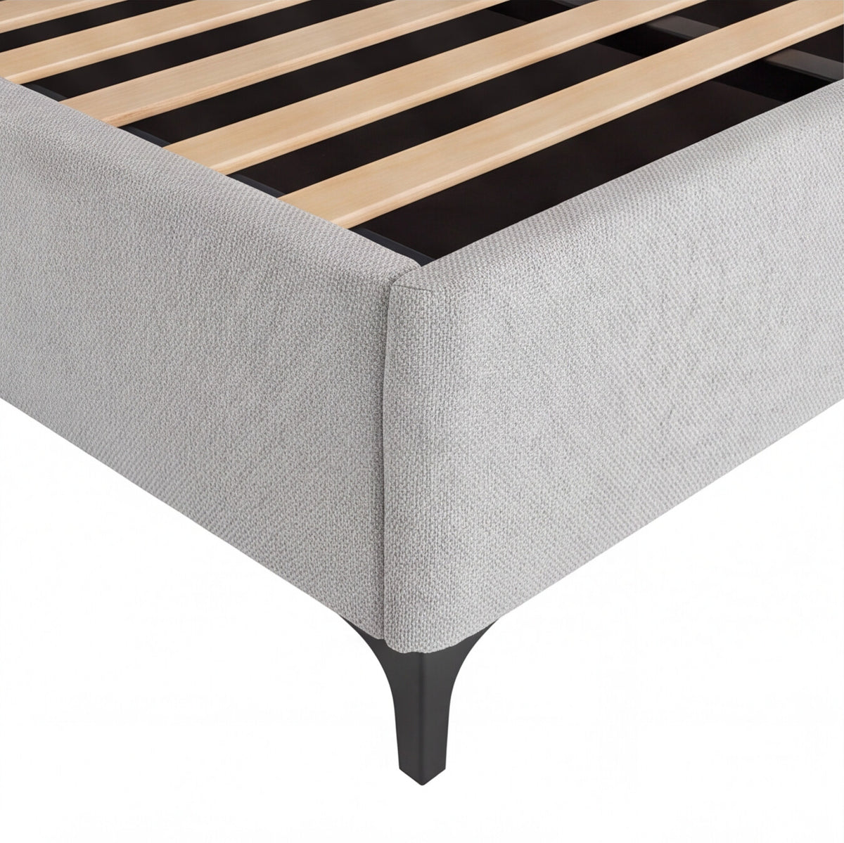 Letto matrimoniale con contenitore in tessuto grigio chiaro Line