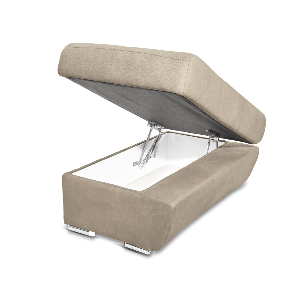 Ecksofa mit Ottomane rechts Stofffarbe Cappuccino - Fiona