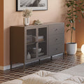 Bahut métallique 2 portes et 3 tiroirs 140x40x90H couleur moka Fayna