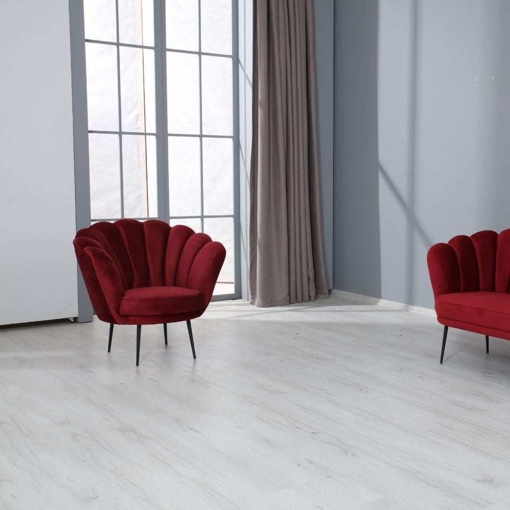 Poltrona a conchiglia Orel in velluto rosso