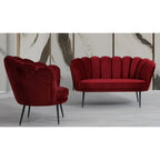 Poltrona a conchiglia Orel in velluto rosso
