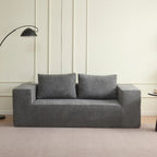 Divano sottovuoto 3 posti in tessuto grigio chiaro con imbottitura in schiuma 200x100x76H Kelly