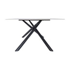Tavolo fisso con piano effetto marmo bianco e struttura in metallo nero stile Shangai 180x90 Corveo
