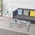Tavolino da salotto rettangolare in vetro curvato 110x35H cm - Cedro