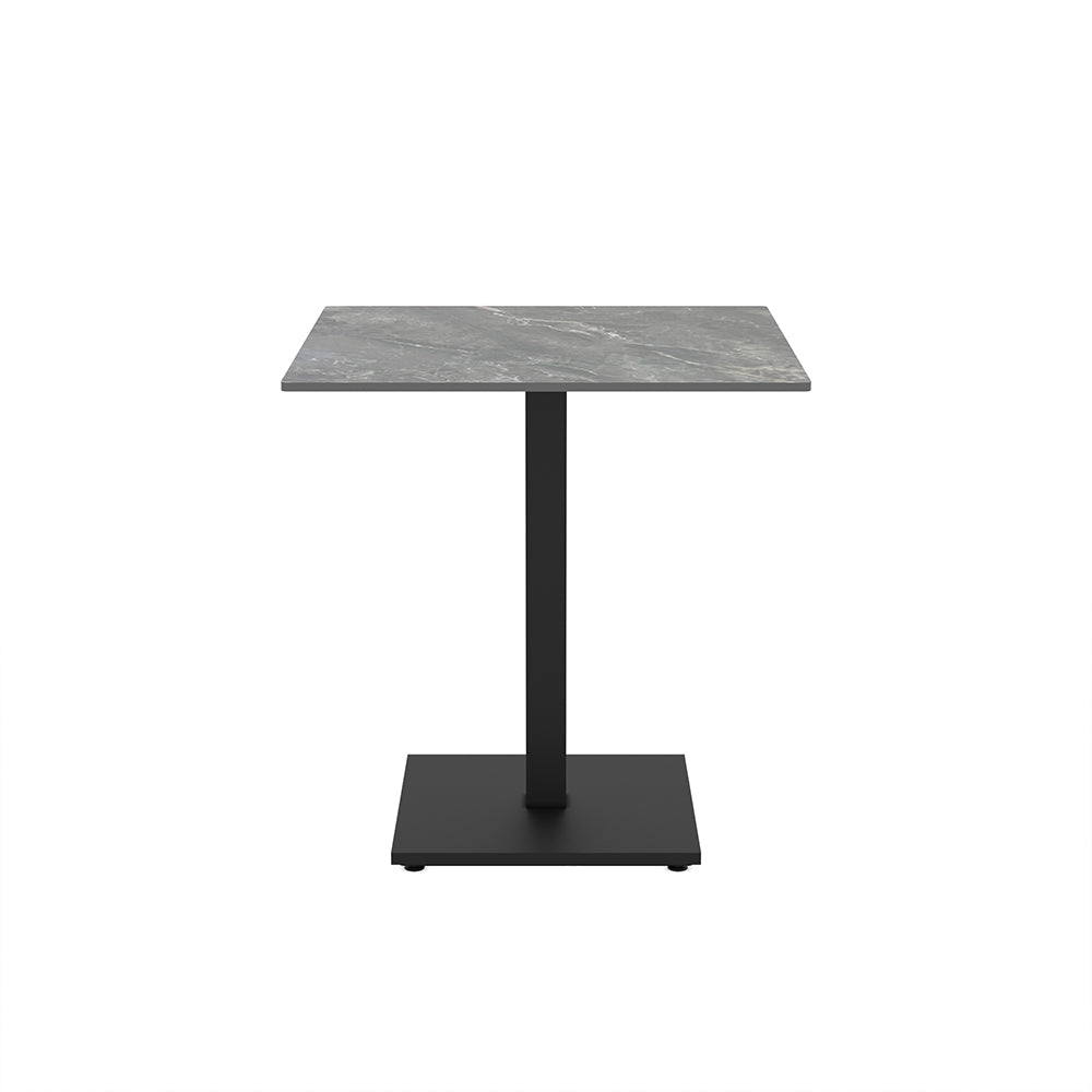 Tavolo quadrato 80x80 con piano in ceramica effetto marmo grigio e struttura nera set 2 pz Elora