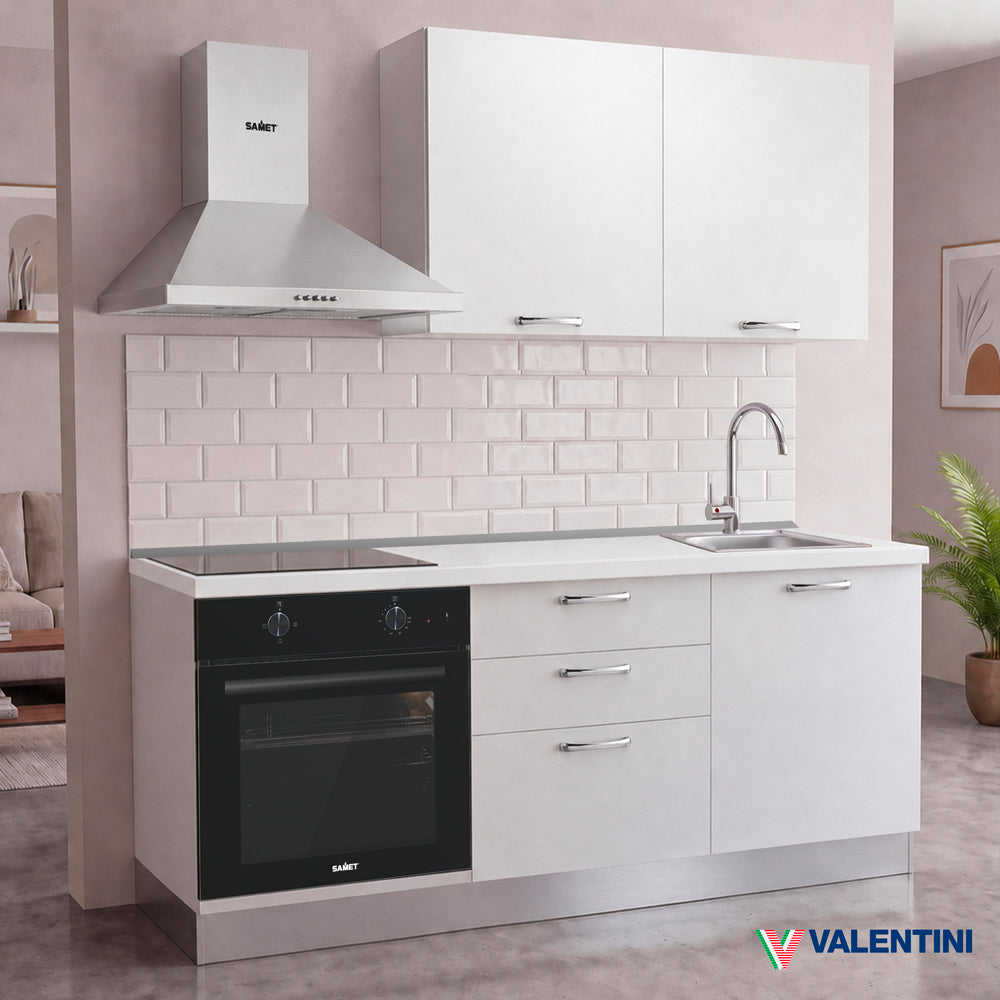 Cucina completa con elettrodomestici e piano a induzione colore bianco Astinew180 Industrie Valentini