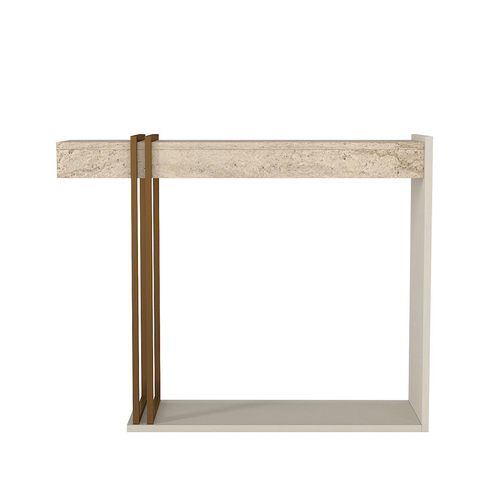 CONSOLE DESCA COULEUR CACHEMIRE ET PLATEAU TRAVERTIN