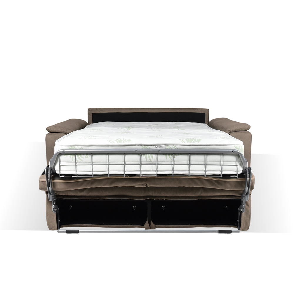 Divano letto 2 posti in tessuto marrone caribou Mercurio 194x83x97H