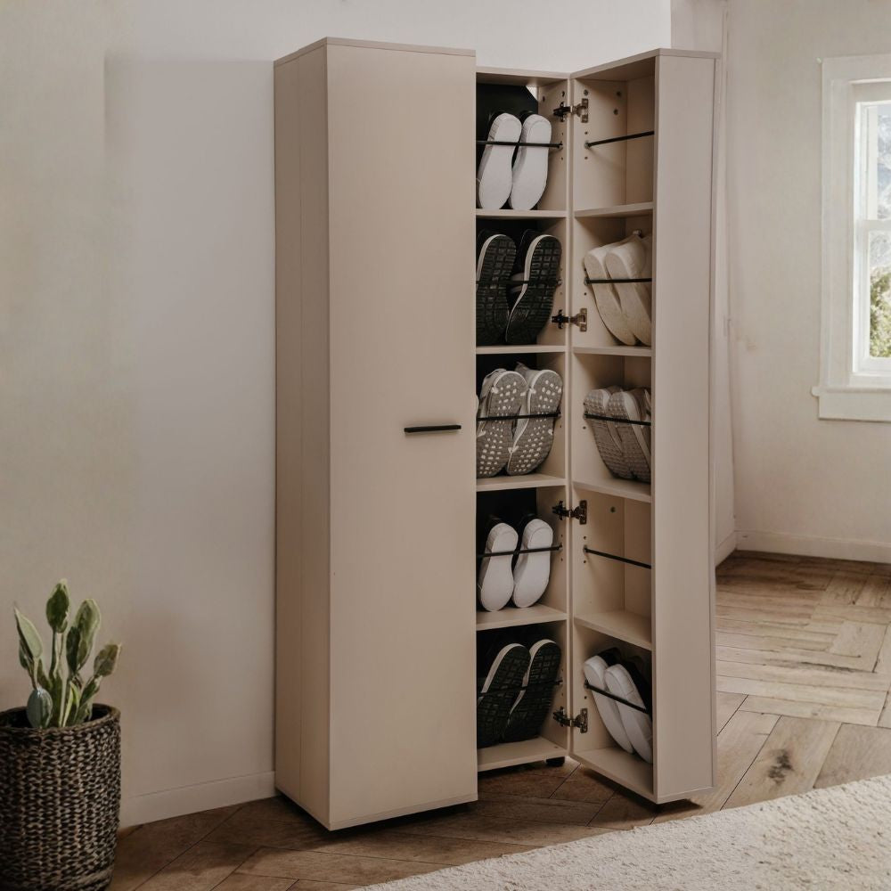Meuble à chaussures 2 portes avec compartiments coloris cachemire 74x181H cm - Magika