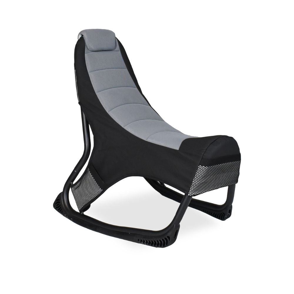 Sedia poltrona gaming in tessuto con base curva colore grigio e nero - Kordi