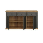 PNTK232-Q243 SIDEBOARD ESSENZA MIT 3 SCHUBLADEN UND 3 TÜREN FARBE DUNKELGRAU UND EICHE