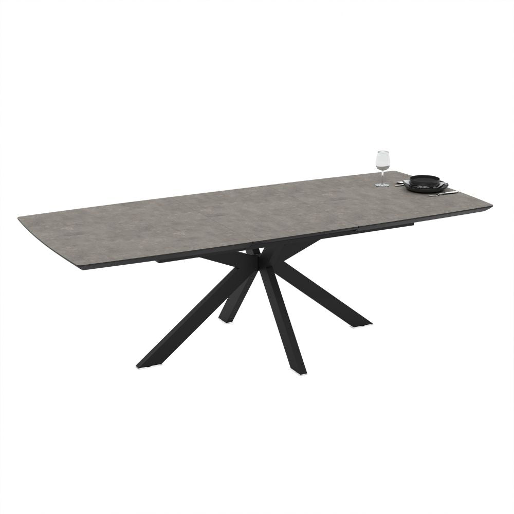 Ausziehbarer Tisch Zementplatte und schwarzes Untergestell 180/240x100x76H Verano