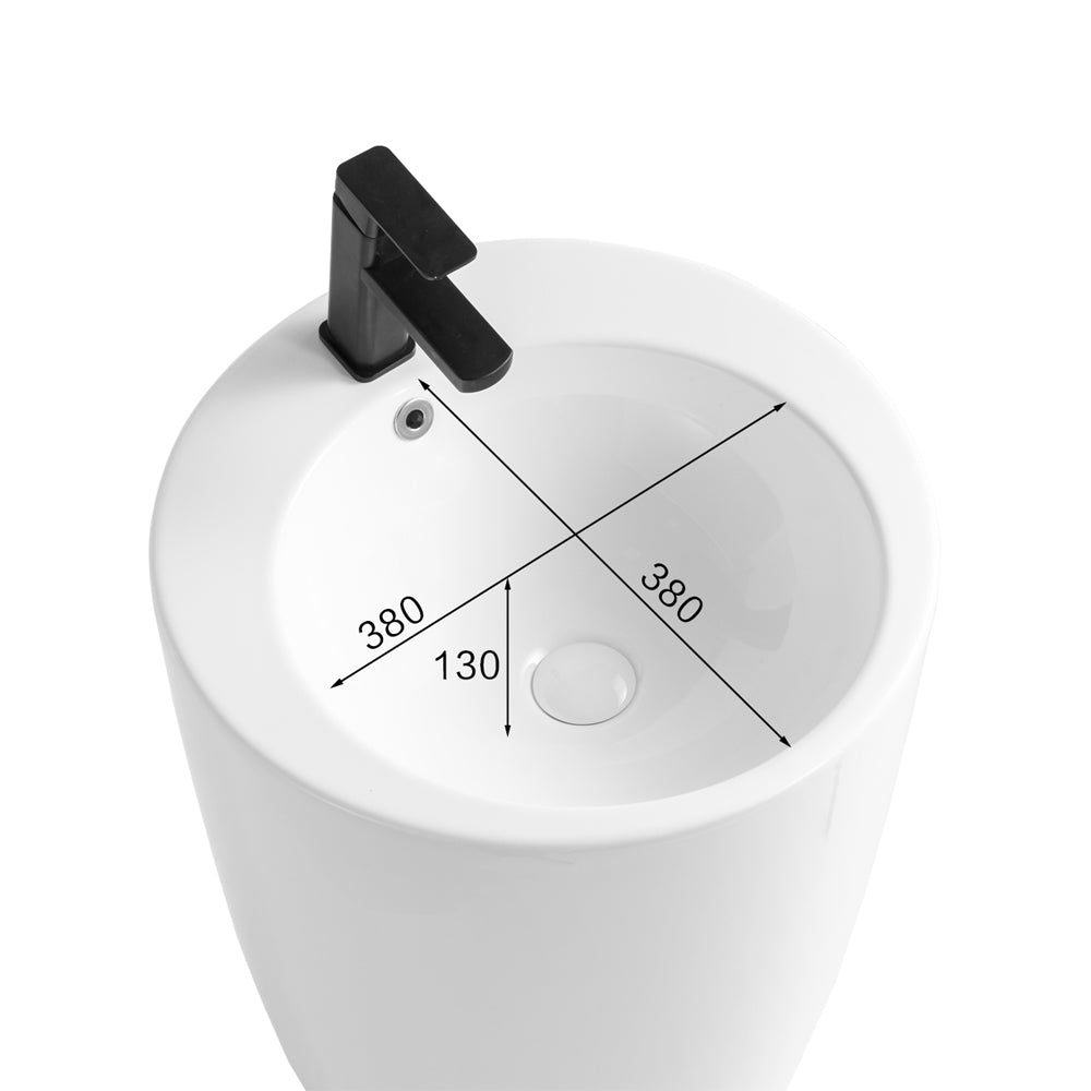 Rechteckiges Standwaschbecken aus glänzender weißer Keramik 53x46,5x86,5 LAV203