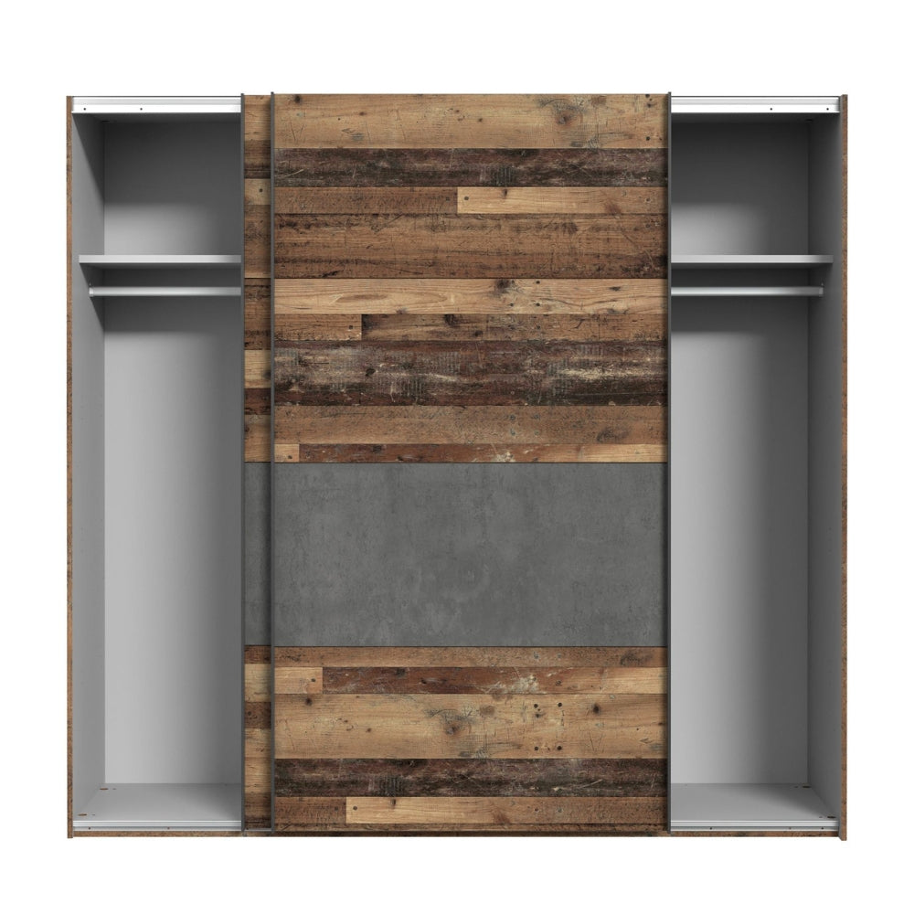 Armadio 2 ante scorrevoli 120x42x190.5H colore quercia e grigio cemento Zeno