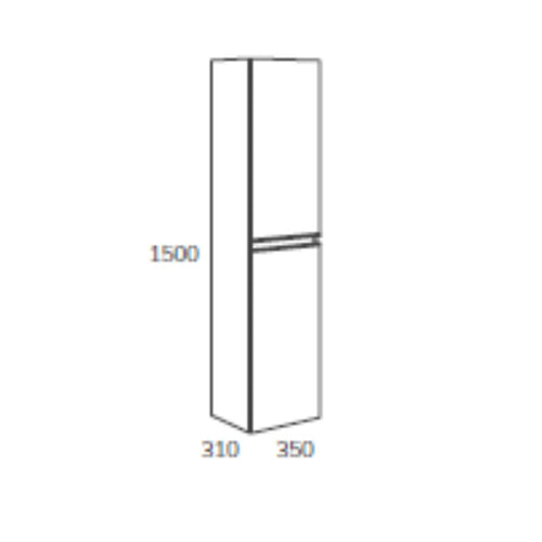 Hängender Badezimmerschrank mit 2 Türen, hochglanzweiß, 35x31x150H cm - Moider