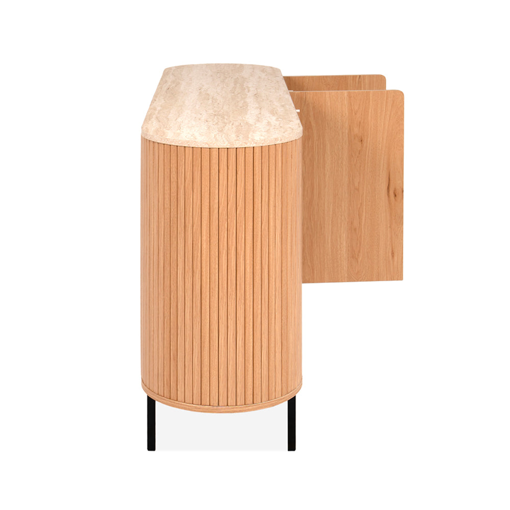 Madia colore rovere oak con top effetto travertino e laterali listellati 160 cm Fabia51A