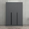 Armadio 3 ante battenti effetto cannettato antracite 135x52x210H Kale