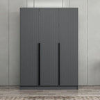 Armadio 3 ante battenti effetto cannettato antracite 135x52x210H Kale