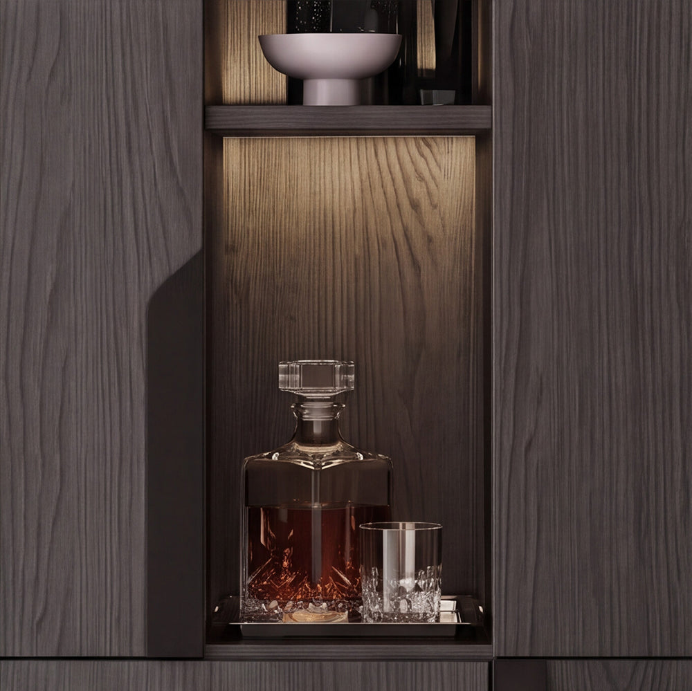 Vitrine-crédence à 2 portes coloris palissandre noir 110x159h cm - Zaira
