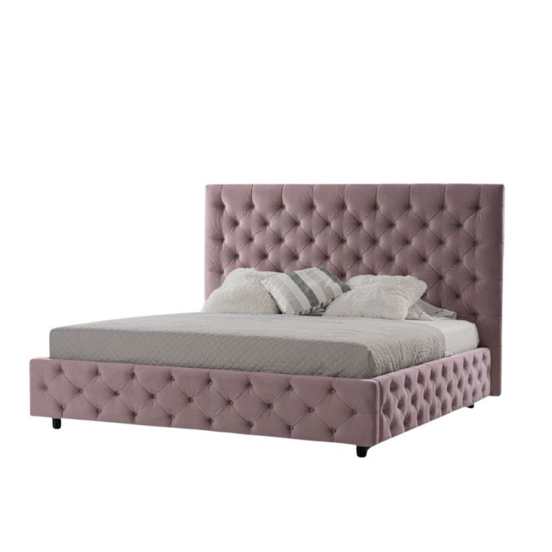 Letto matrimoniale con contenitore e testiera colore rosa - Sondrio