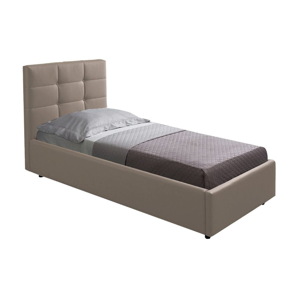 Einzelbett mit Stauraum und Lattenrost in Taubengrau, Neapel
