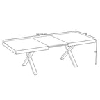 Ausziehtisch mit Eiche-MDF-Platte und schwarzen Beinen 180x100x76H England