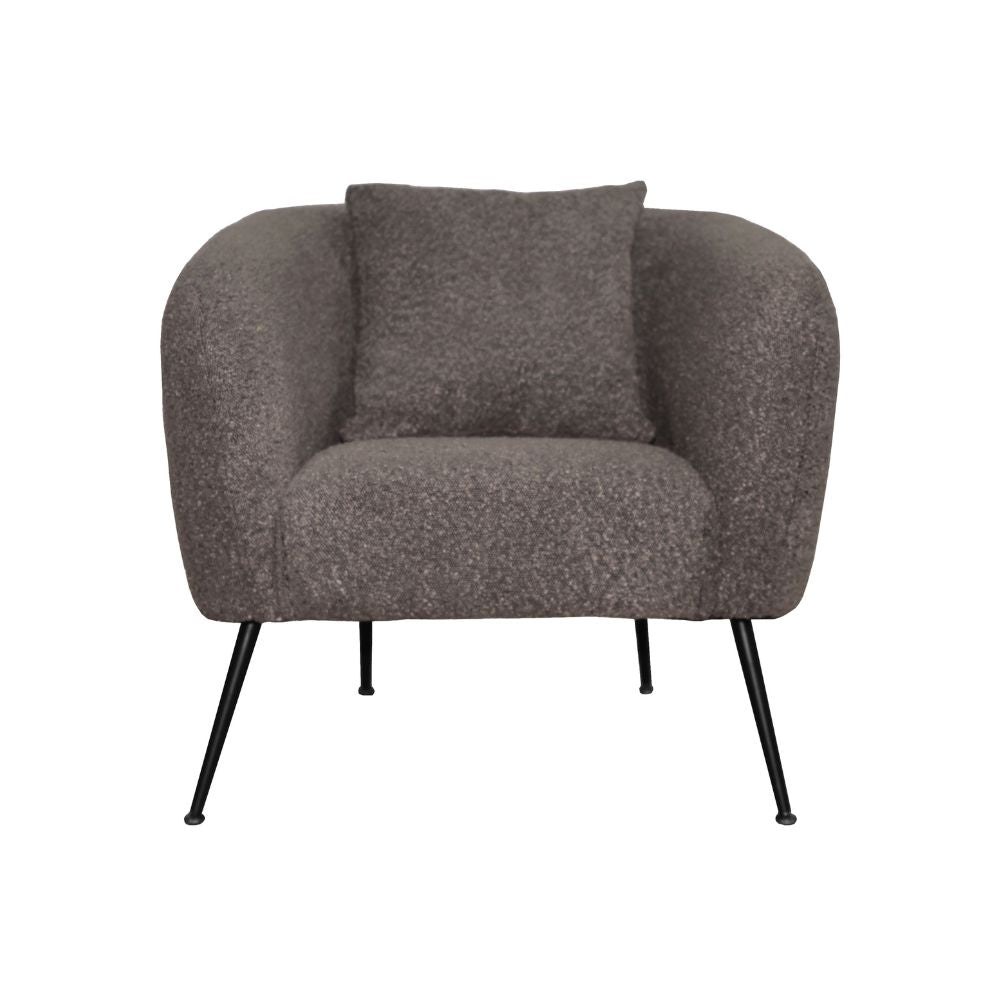 Poltrona in tessuto grigio topo e gambe colore nero Nuvia