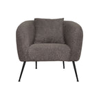 Poltrona in tessuto grigio topo e gambe colore nero Nuvia