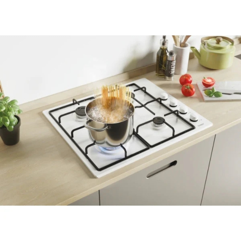 Piano cottura a gas 4 zone manopole laterali bianco Candy CHW6LBB