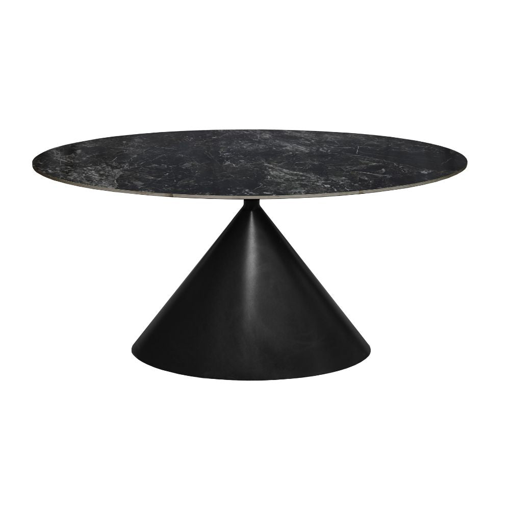 Tavolo ovale con piano effetto marmo nero 200x100x76H Punto