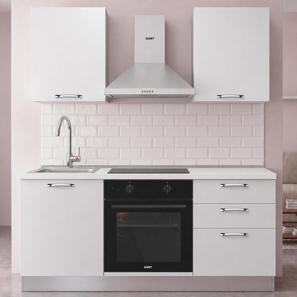 Cucina completa con elettrodomestici e piano a induzione colore bianco Astinew180 Industrie Valentini