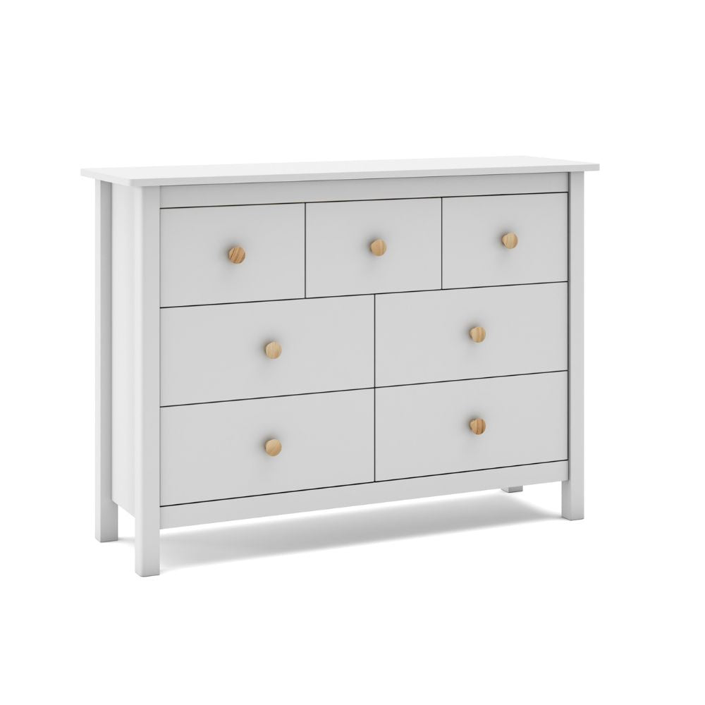 Cassettiera in legno massiccio con 7 cassetti colore bianco 110x40x80H cm - Max