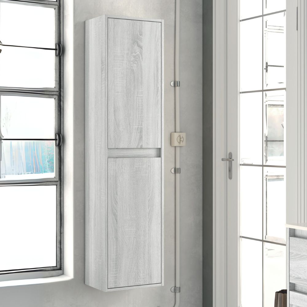 Hängender Badschrank 35x150H cm Eiche eisgrau - Foltin
