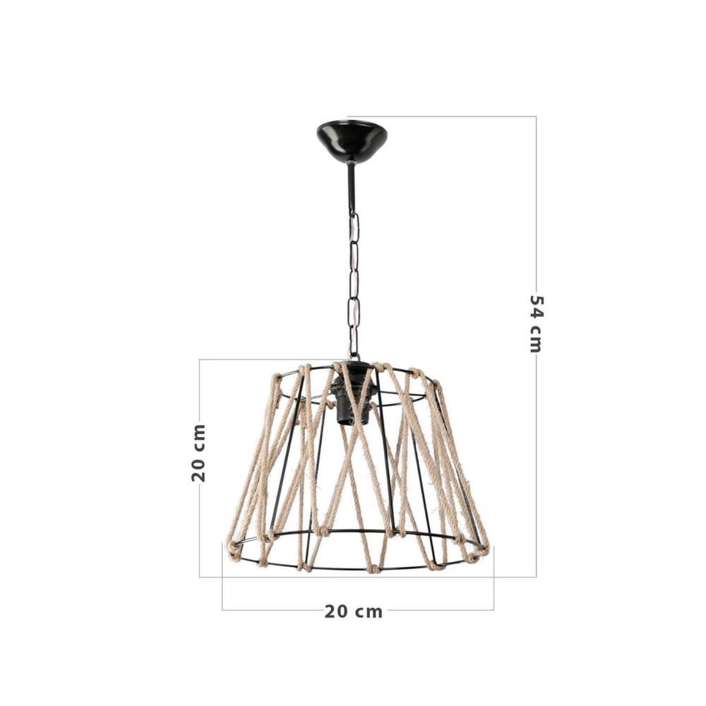 Suspension en métal noir et corde Evren ASZ0881