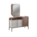 Camera da letto con letto contenitore e armadio con specchi colore beige e kaplan - Vega
