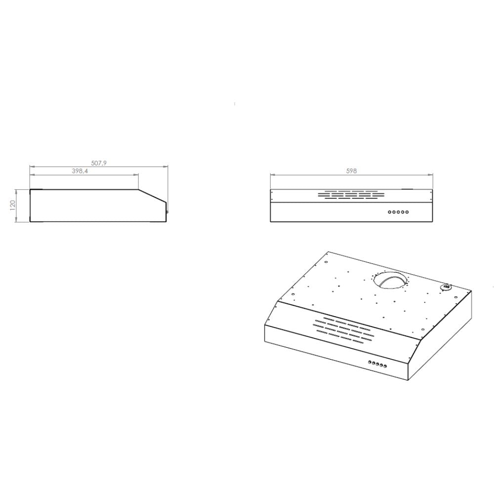 HOTTE SOUS-MEUBLE SAMET 60 CM MOTEUR SIMPLE, COLORIS INOX (DK6-611)