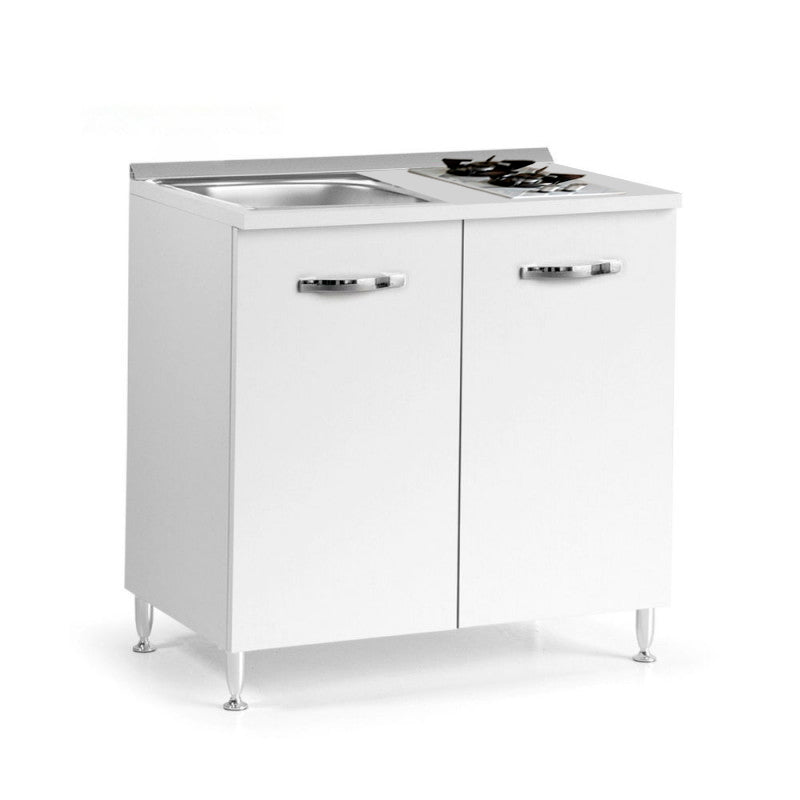 Cucinino con 2 ante colore bianco larice lavello e piano cottura 80x60x85H cm
