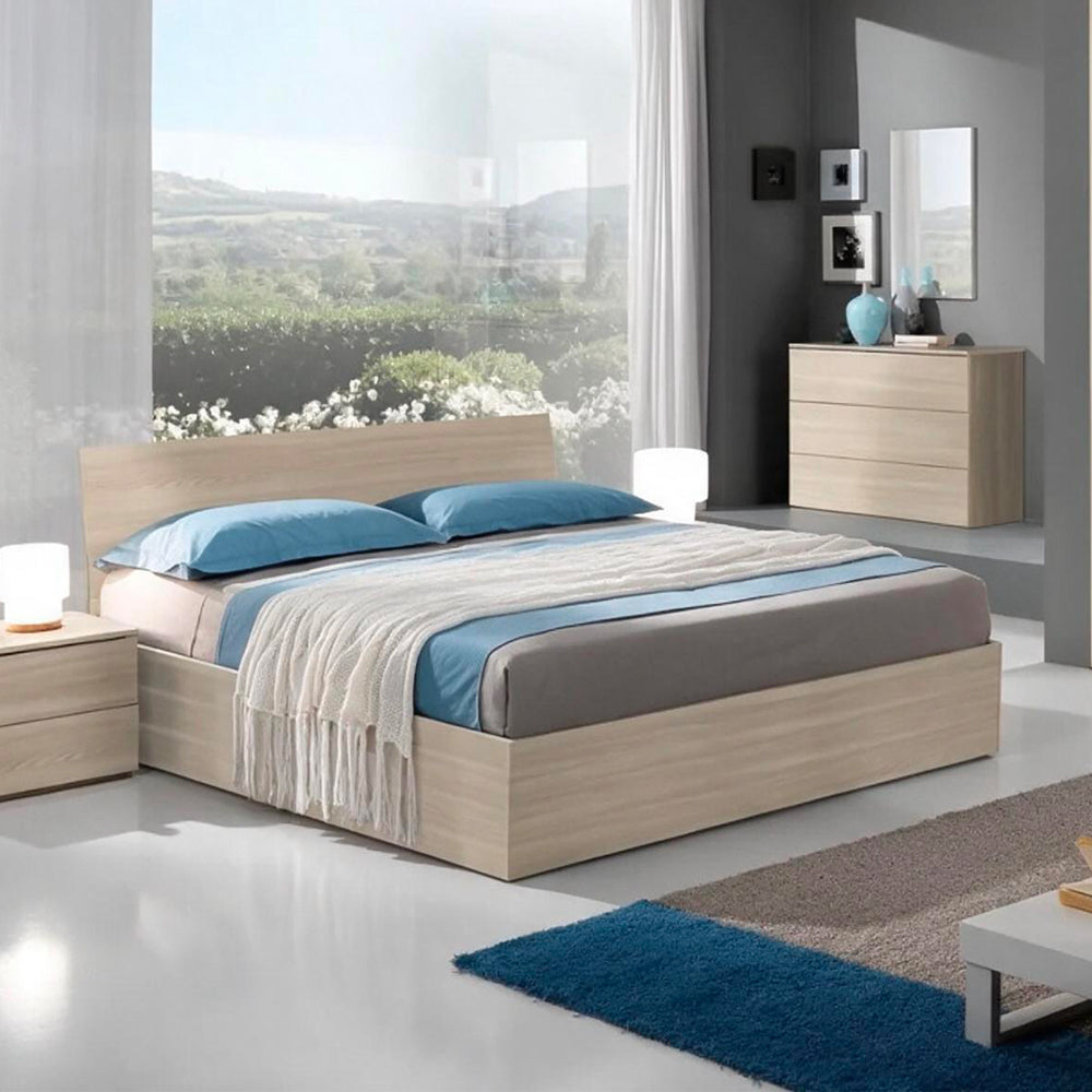 Letto matrimoniale contenitore in legno colore olmo - Manitoba