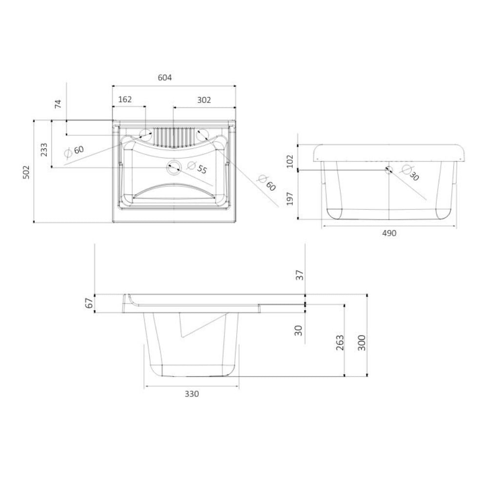 Meuble lavoir en PVC blanc 60x50x85H cm - Laden