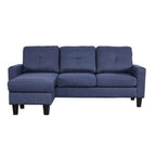 Divano 3 posti con pouf e chaise longue componibile colore blu 195x130x88H Giulivo