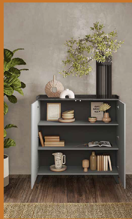 Madia alta con 2 ante colore ardesia piombo 121x126H cm - Polan