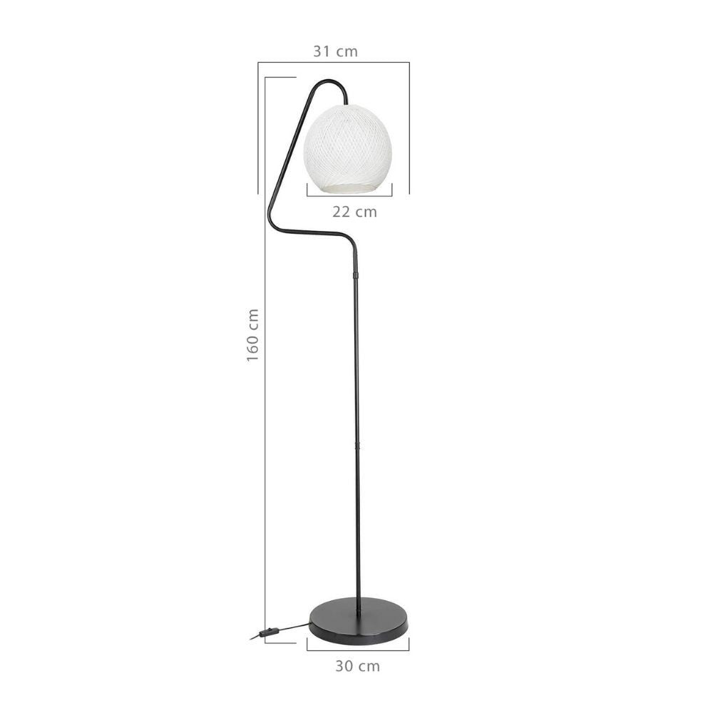 Lampada da terra 160h cm a stelo colore grigio e paralume tessuto bianco - Yumak MDL4256