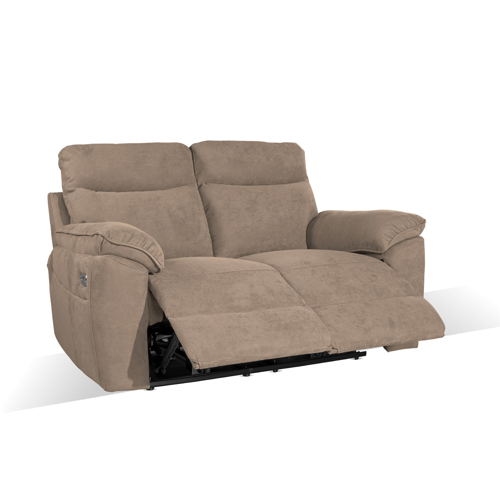 2-Sitzer-Sofa mit elektrischer Relaxfunktion, Stoffbezug Cappuccino 160x102H cm - Yuston