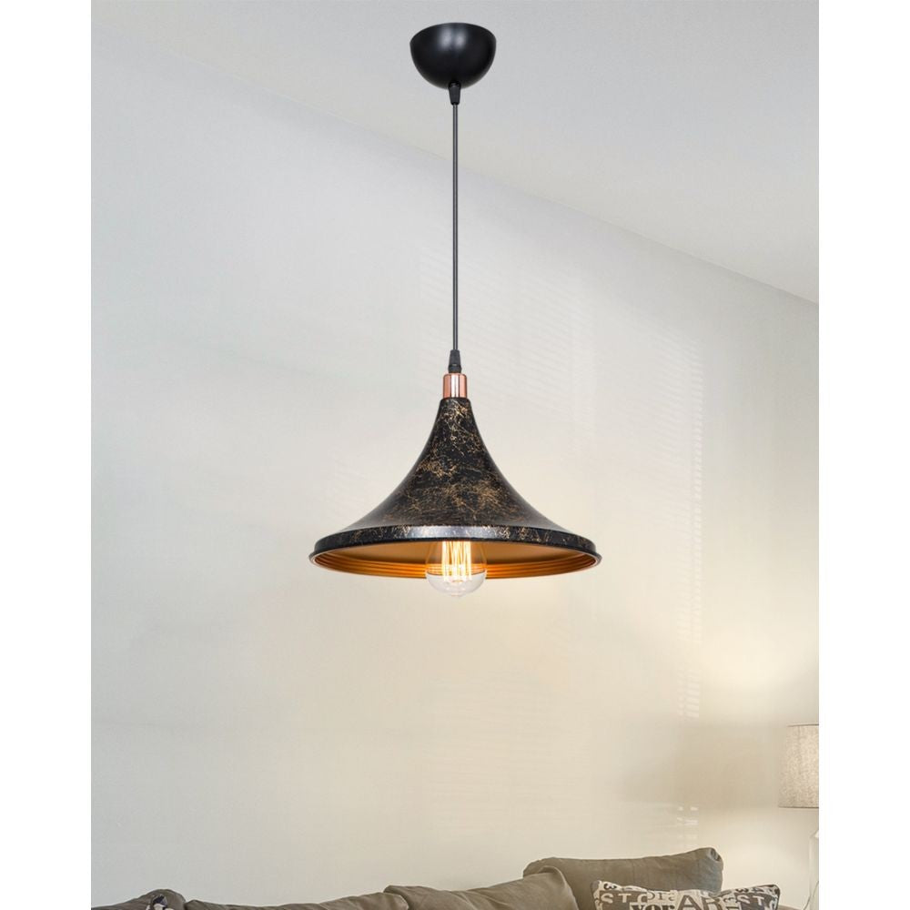 Lampada a sospensione Kalyon metallo nero oro - ASZ1650